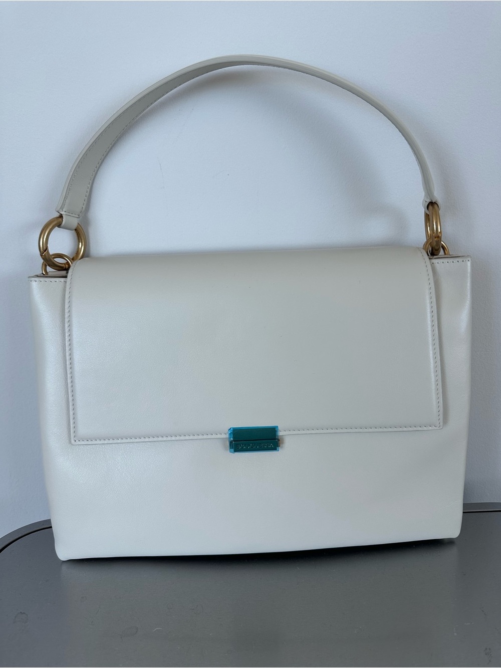 Bouguessa White Italian Leather Convertible Shoulder Crossbody Bag